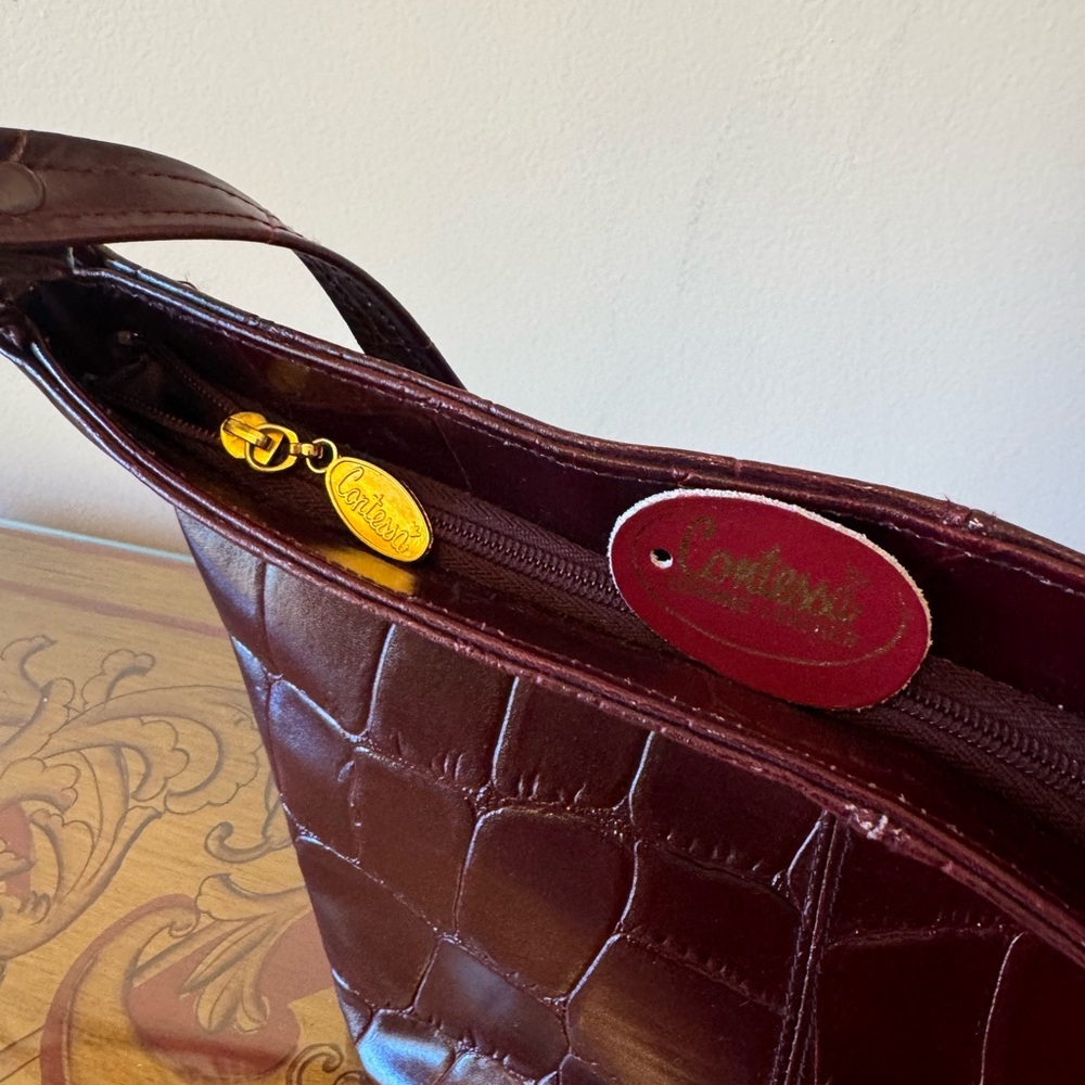DRAMATIC PRICE DROP: VINTAGE Burgundy CROCODILE-EMBOSSED LEATHER by CONTESSA - Picture 5 of 5